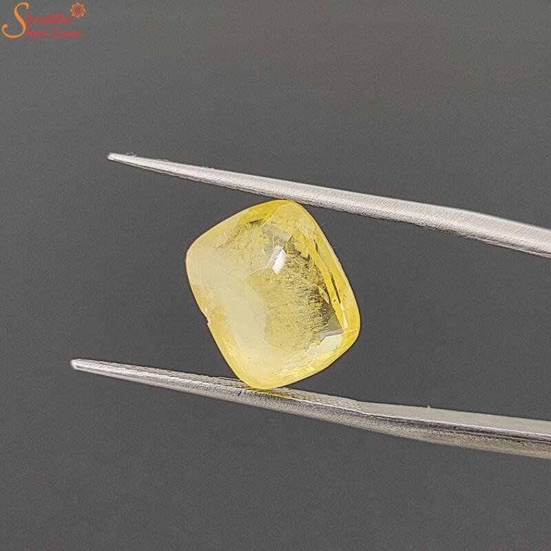 IGI Certified Ceylon 8.47 Carat Yellow Sapphire Gemstone, Pukhraj Stone