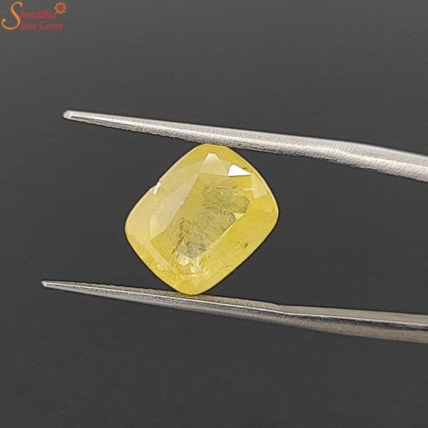 cushion shape yellow sapphire gemstone