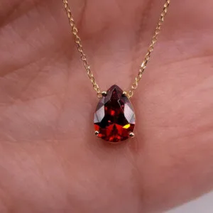 garnet teardrop necklace