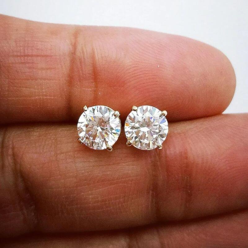 2 Ct Brilliant Round Moissanite Diamond Stud Earrings, Women Diamond Earrings