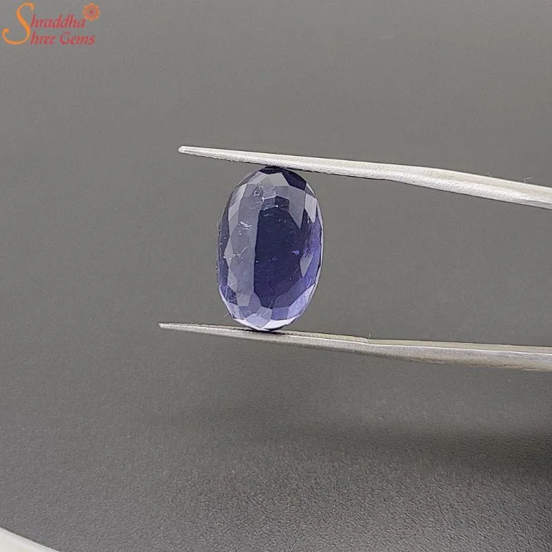 natural oval iolite gemstone