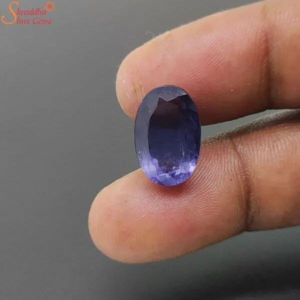 natural oval iolite gemstone