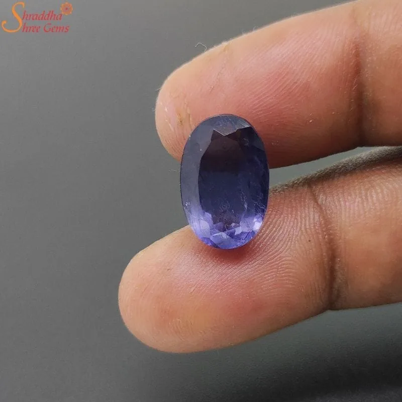natural oval iolite gemstone