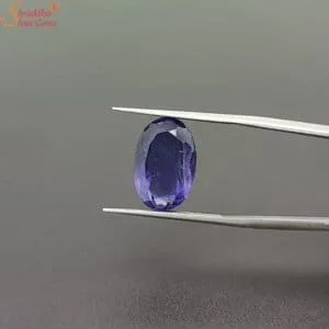 natural oval iolite gemstone
