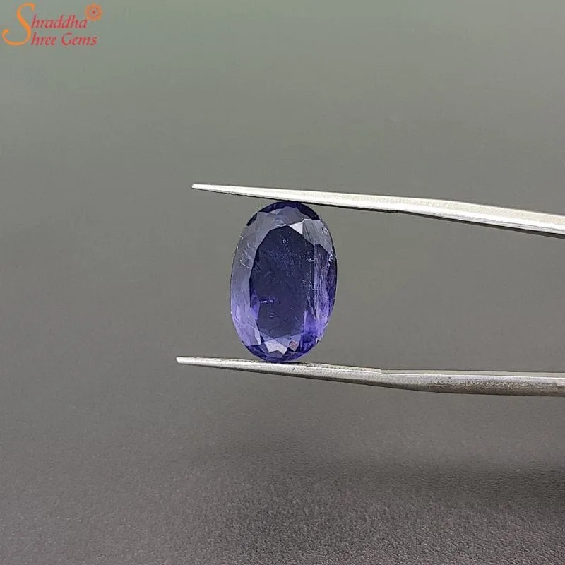 natural oval iolite gemstone