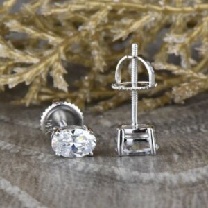 oval moissanite diamond earring studs