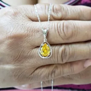 pear citrine gemstone pendant