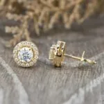 round cut moissanite halo earrings