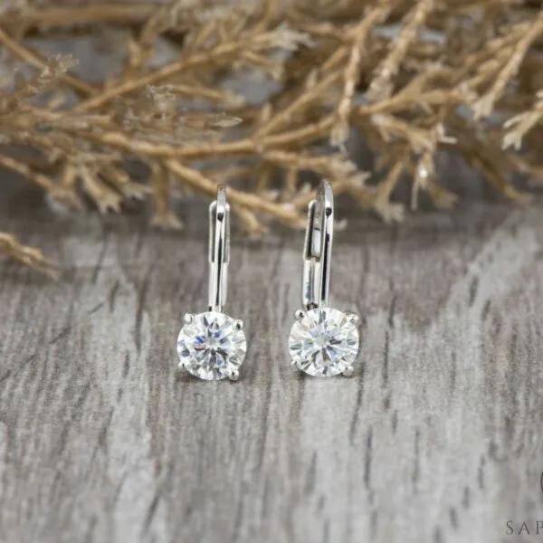 14K Gold Moissanite Water Drop Tassel Earrings - Geometric Crystal Dangle Earrings For Wedding & Party - View #6