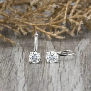 round moissanite drop earrings