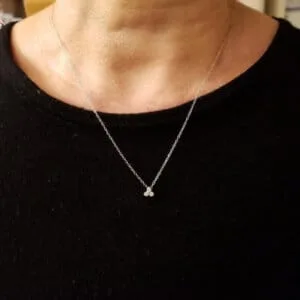 three stone moissanite necklace