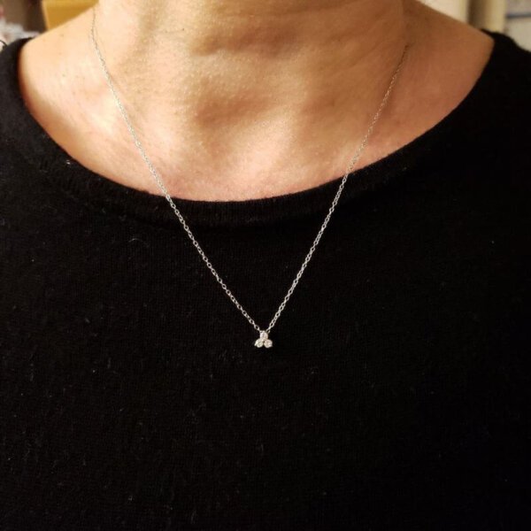 Buy 3 Stone Diamond Necklace, 14K Gold Diamond Necklace, 0.12 Ct Diamond  Pendant, Trio Diamond Necklace, Real Natural Diamond Necklace Online in  India - Etsy