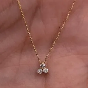 three stone moissanite necklace