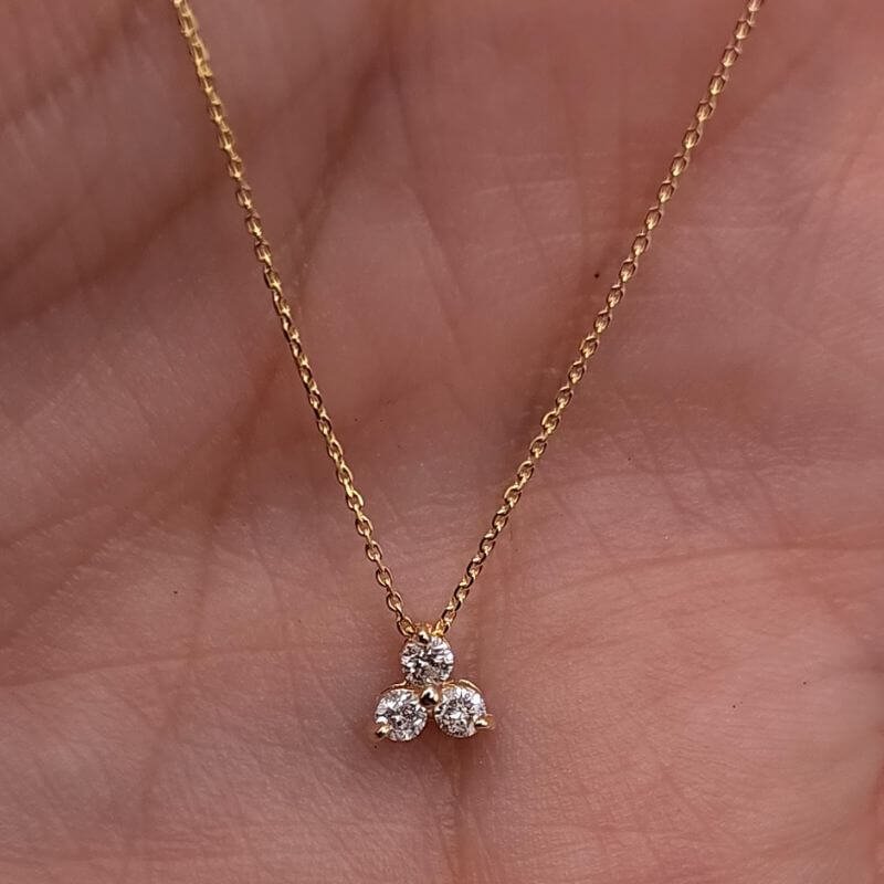 Three Stone Moissanite Diamond Necklace, Trio Diamond Pendant