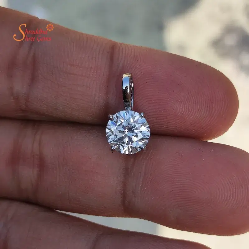 Round Moissanite Diamond 925 Silver Pendant Necklace