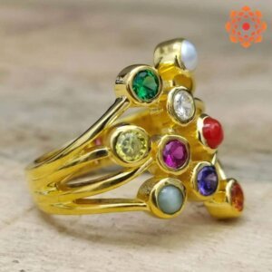 gold Navaratna gemstone ring