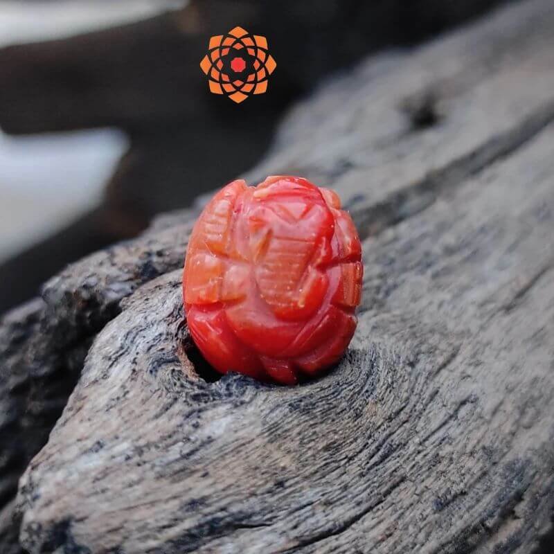 Red Coral Ganesh Idol- 21.50 Ct
