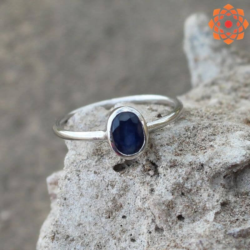 Natural Sliver Blue Sapphire Ring