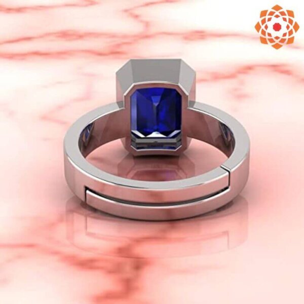 Emerald Shape Blue Sapphire Ring