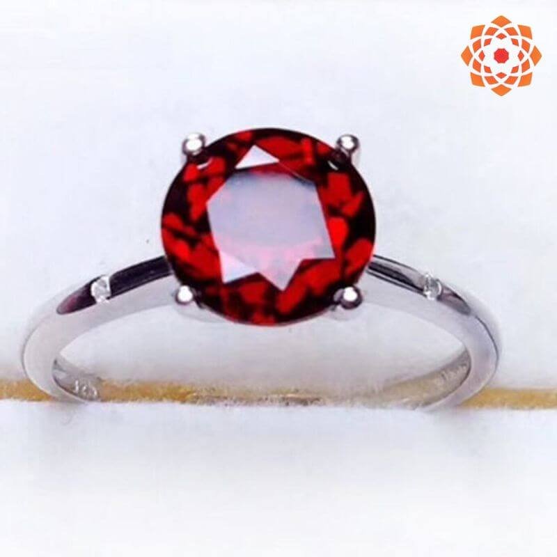 Round Shape Garnet Ring | Hessonite Ring