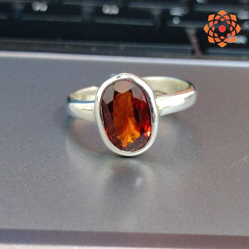 Silver Garnet Ring | Hessonite Ring