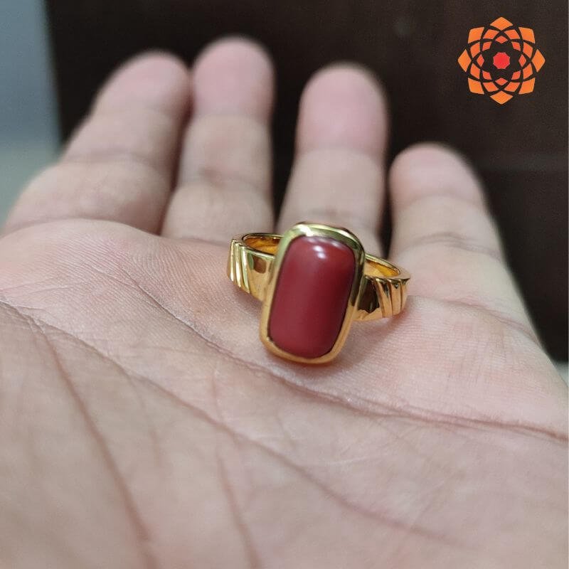Buy 22Kt Red Coral Gold Ring For Men 94VH3550 Online from Vaibhav Jewellers