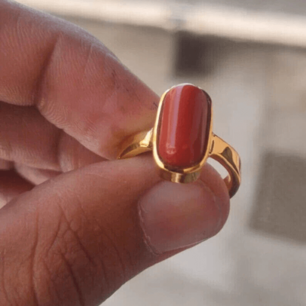 RATAN BAZAAR Natural Coral Stone Red Stone Ring Copper Coral Gold Plated  Ring Price in India - Buy RATAN BAZAAR Natural Coral Stone Red Stone Ring  Copper Coral Gold Plated Ring Online