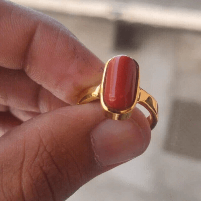 Red Coral Ring, Natural Coral, Solitaire Ring, Promise Ring, Simple Ri –  Adina Stone Jewelry
