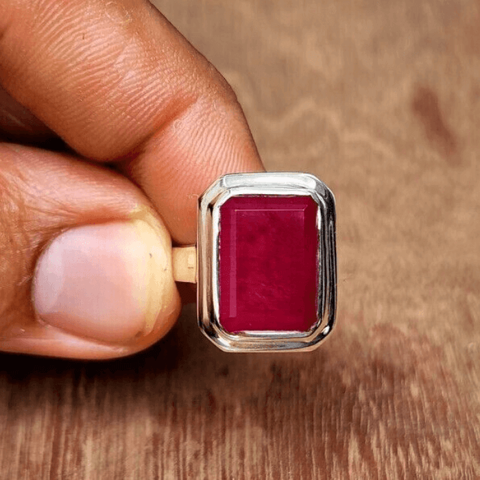Buy CEYLONMINE Natural Ruby Stone Ring Lab Certified Adjustable Ring Ruby  SILVER Plated Ring Online at Best Prices in India - JioMart.