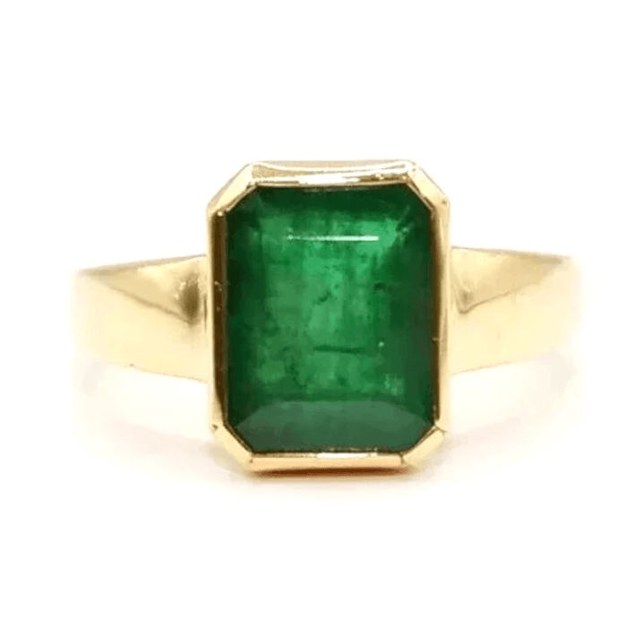 1.80ct 14K 585 Gold 8mm Natural Medium Green Oval Cut Unisex Solitaire