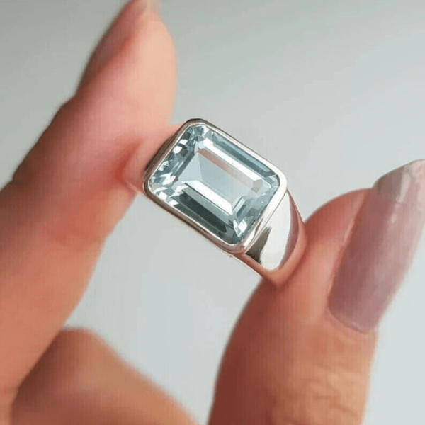 Natural Aquamarine Gemstone Ring