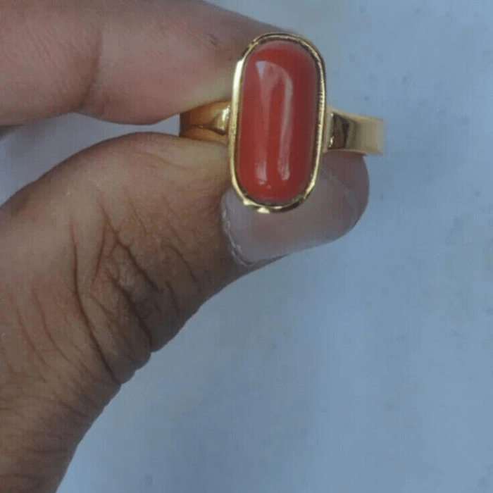 100% Original Coral Monga Gemstone Ring For Men & Women