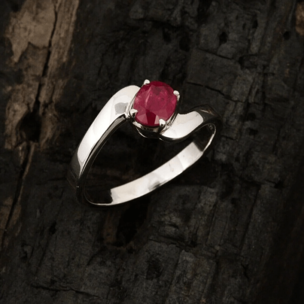 Journey Style Natural Ruby Gemstone Ring