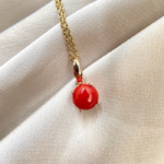 Natural Red Italian Coral Charm Pendant