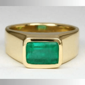Natural Green Emerald Gemstone Handmade Men's Ring