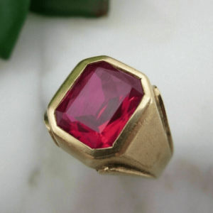 Emerald Cut Natural Ruby Men's Engagement Wedding Ring