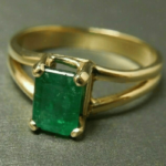 Emerald Cut Natural Emerald Women Gemstone Ring