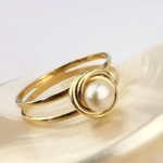 Engagement Natural Pearl Gemstone Ring