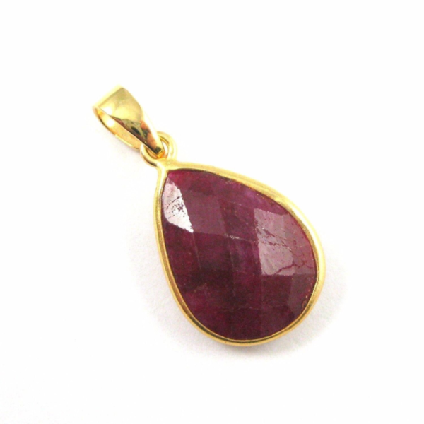 Ruby Bezel Gemstone Teardrop Pendant