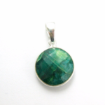 Round Emerald Gemstone Bezel Pendant