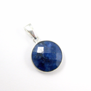 Round Blue Sapphire Gemstone Pendant