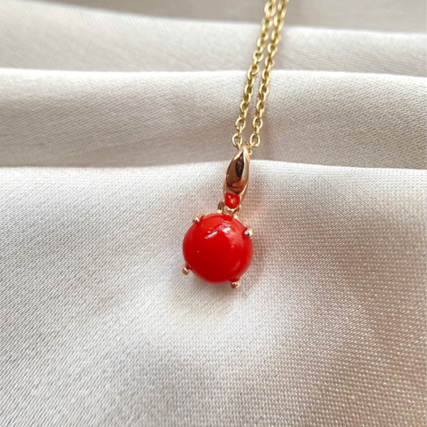 Natural Red Italian Coral Charm Pendant