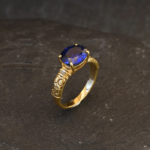 Lab Grown Blue Sapphire Bridal Gemstone Ring