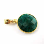 Emerald Gemstone Round Bezel Pendant