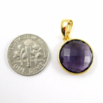 Round Amethyst Gemstone Bezel Pendant