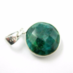Round Emerald Gemstone Bezel Pendant
