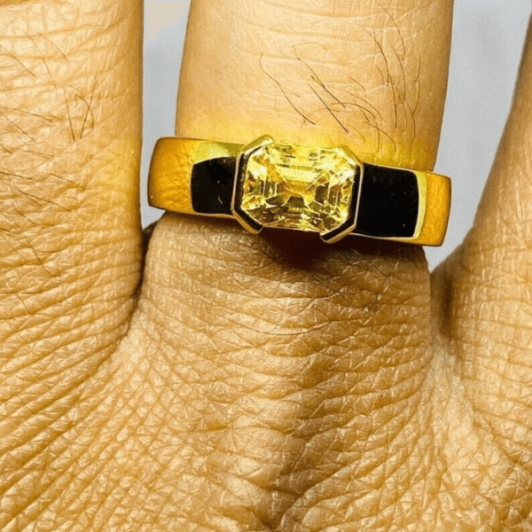 Natural Yellow Sapphire Gemstone Men Wedding Ring
