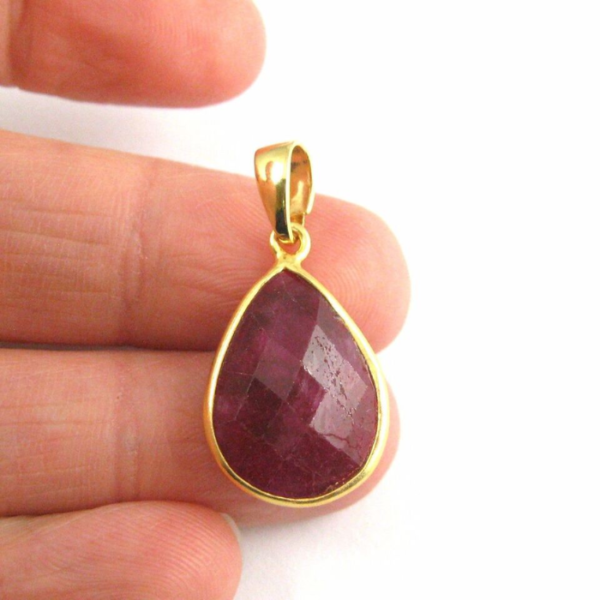 Ruby Bezel Gemstone Teardrop Pendant