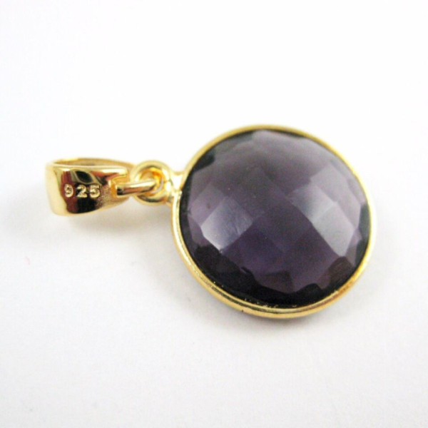 Round Amethyst Gemstone Bezel Pendant