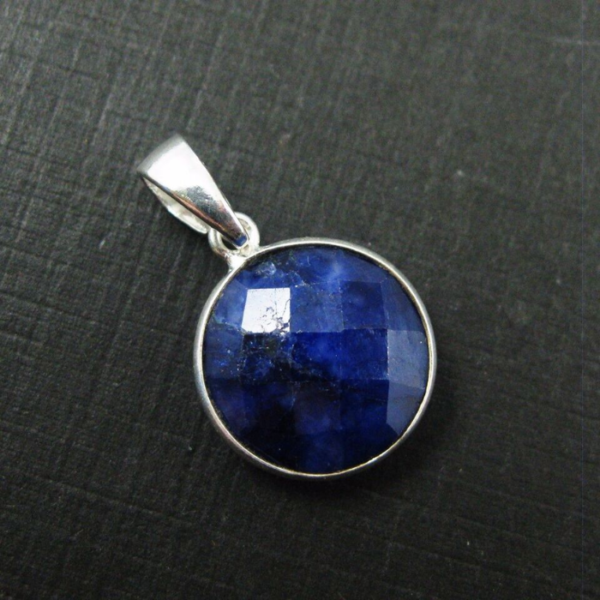 Round Blue Sapphire Gemstone Pendant